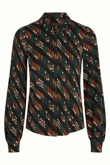 Skjortebluse med  print i efterårfarver