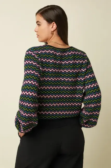 King Louie bluse med zigzag mønster