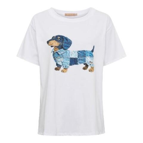 Hvid T-shirt med hund