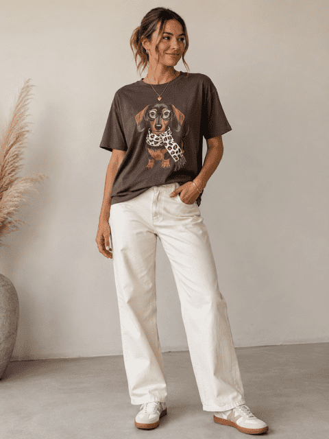 Brun T-shirt med hund