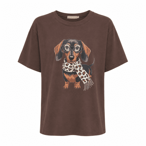 Brun T-shirt med hund