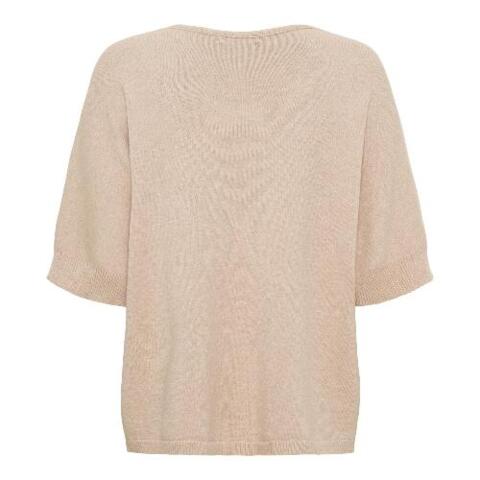 Let strikbluse i lys karamel