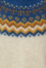 Råhvid Pulz sweater med blåt mønster