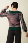 Petrolgrøn bluse med striber