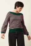 Petrolgrøn bluse med striber