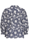 Skjortebluse navy med hvidt broderi