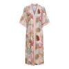 Kaftan/kjole i beige med print