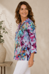 Skjortebluse med farverigt kunstprint