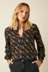 Skjortebluse med  print i efterårfarver