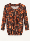 Bluse med elastisk kant i rødbrune farver