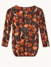Bluse med elastisk kant i rødbrune farver