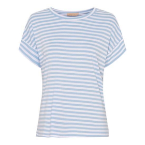 Lyseblå/hvid stribet T-shirt