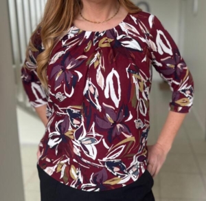 Bordeaux  Mongul bluse med print