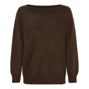 Mørkebrun bluse med bådformet hals