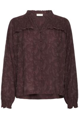 Chocoladefarvet  Pulz Jeans skjortebluse