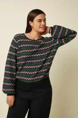 King Louie bluse med zigzag mønster